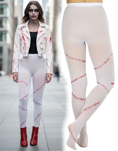 Image of ToBeInStyle Women's Bloody Stitches Scar Zombie Frankenstein Costume Tights Pantyhose Living Dead