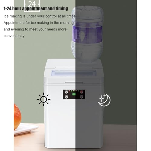 Máquina fabricadora de hielo de sobremesa, función de autolimpieza, produce 10-18 cubos en 30 minutos, capacidad de 35 kg por 24 horas, para hogar/cocina/oficina/bar (negro) miniatura 7