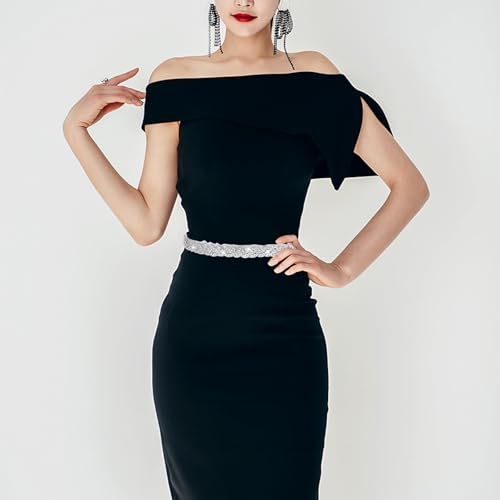 panthra Rhinestone Belts for Women, Wedding Dress Belt, Exquisite Retro Rhinestone Belt for Formal Dress, Handmade, Suitable for Girls and Ladies (Black)3