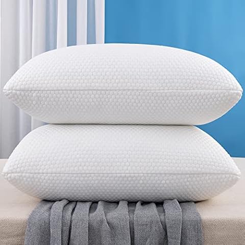 Molblly King Size Pillows 2 Pack Shredded Memory Foam Bed Firm Pillows for Sleeping Set of 2 Adjustable Loft Pillows with Washable Hypoallergenic Cover for Back and Side Sleeper King Pillows 36"×20" Cover
