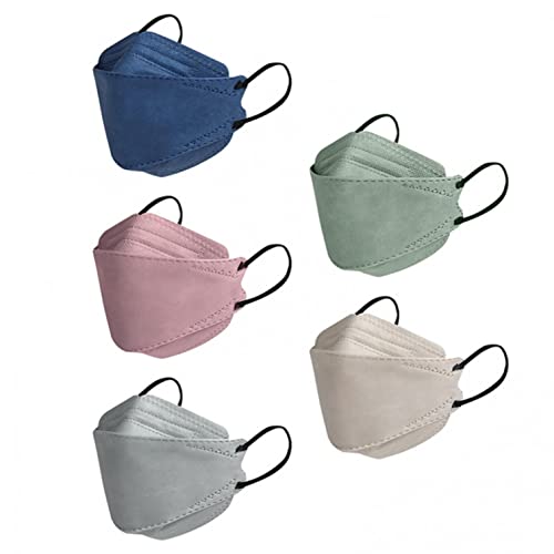 AKTOUR 50 Stück Mundschutz Erwachsene Einweg 3D Mund und Nasenschutz Bunte Masken,Fisch-Form 4-Lagen Atmungsaktiv Mundschutzmaske Mund-Tuch Schals Cover