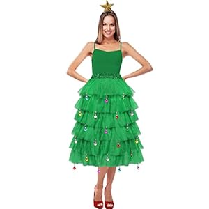24 Pcs Christmas Tree Costume Set Festive Party Dress Outfit Tulle Skirts Star Headband Beard Ornaments for Women Girl (Medium)