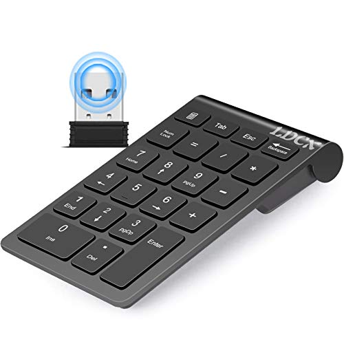 USB Numeric Keypad, Mini Number Keypad for Laptop Desktop Computer PC, Wireless 22 Keys Slim USB Number Pad, Portable Numeric Keypad 2.4GHz -Black