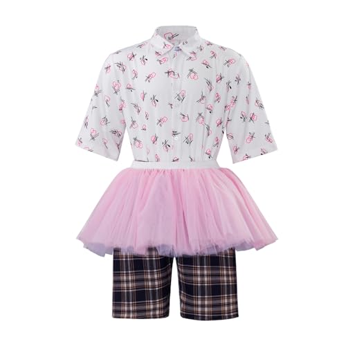 RocailleCos Ace Cosplay Costume Ventura Pink Tutu Skirt Outfits Suit Classic Halloween Outfit for Adult Men (Pink L)