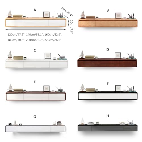 Console multimédia suspendue blanche et étagère de rangement murale premium - 8