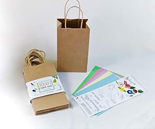 [100 Pcs] Small Brown Paper Gift Bags with Handles. Bonus Colored Papers. Size