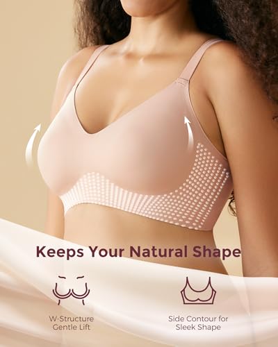 Image of Momcozy Wireless Bras for Women Seamless Full Coverage Bra, Classic Everyday T-Shirt Bra for Natural Lift and Comfort EB097