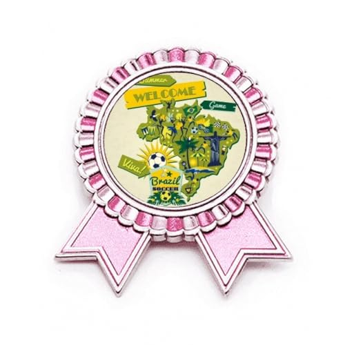 Broche Brazil Summer Soccer en métal rose taille M finitions soignées