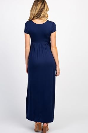 PinkBlush Olive Draped Maternity/Nursing Maxi Dress