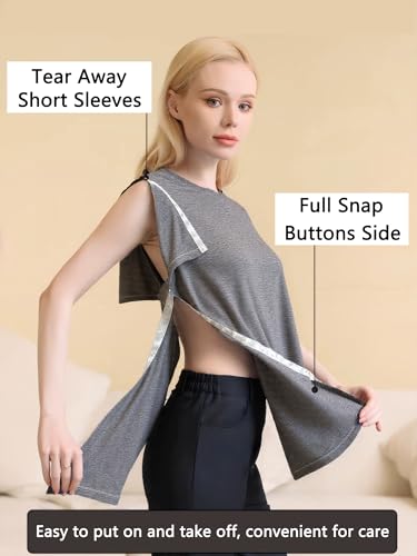 Youdiao Post Shoulder Surgery Shirt for Women Tear Away Snap Short Sleeve Rotator Cuff Recovery Must Haves Chemo Clothing3