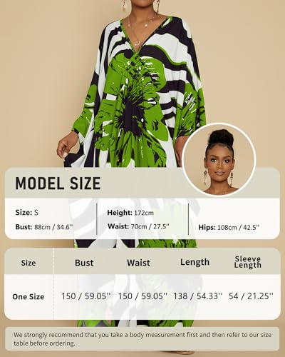 Image of Bsubseach Women Floral Print Kaftan Dresses Plus Size Bathing Suit Cover Up Moo Moos Caftan Beach Dress for Swimwear Summer