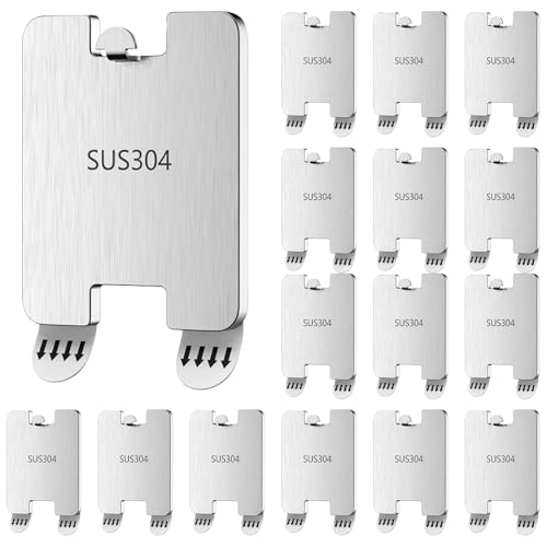 Image of 16 Pcs Adhesive Metal Picture Frame Hangers, Stainless Steel Picture Frame Hooks Easy to Use Adhesive Backed Hooks Hold Up to 6lbs Reusable Suitable for Smooth Walls, No Tools Frame Hanger