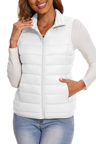 SMENG Women's Lightweight Quilted Puffer Vest Sleeveless Stand Collar Zip-Up Padded Outerwear Gilet