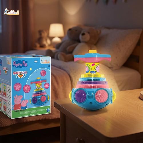 Image of Peppa Pig Dizzy Glow Top - Musical Spinning Top Toy with LED Flashing Lights,360 Degree Rotation Magic Spinner Lattoo- Birthday Gift for Kids Boys & Girls, Easy Twist & Play,3+ Years (Pink)