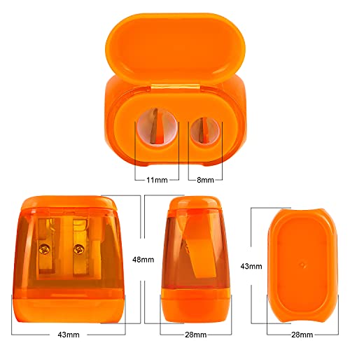 4 Pack Double Holes Pencil Sharpener Manual Pencil Sharpeners With Lid Pencil Sharpeners For Kids Plastic Pencil Sharpeners For School Office Home(Blue, Green, Orange, Rose) #TOP1
