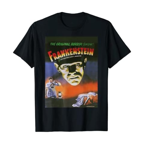 Universal Monsters Distressed Frankenstein Movie Poster T-Shirt Cover