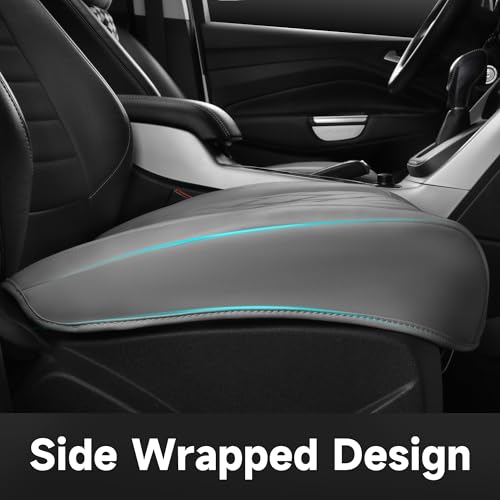 CAR PASS 2 Pack Leather Front Car Seat Covers, Bottom Seat Covers Full Wrapped with Storage Pocket, Anti-Slip Leather Seat Protectors,Waterproof Seat Cushion Pad Universal Fit Sedan SUV Truck, Gray by CAR PASS - Used condition - Image 4