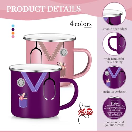 Set de 4 mugs de acero con esmalte Hushee para enfermeros miniatura 3