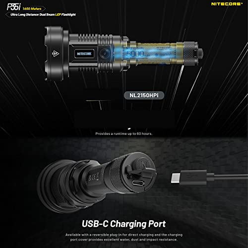 Image of Nitecore P35i LEP Flashlight, 3000 Lumen 1804 Yards Long Throw USB Rechargeable with LumenTac Organizer, for Hunting Search and Rescue
