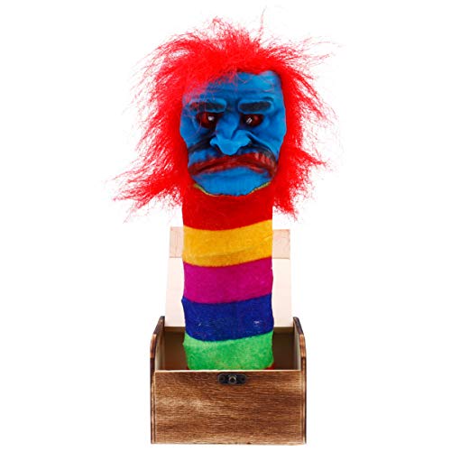 Wakauto Broma de Halloween Caja de Miedo Caja Sorpresa de Madera Bruja de Pelo Rojo Juguete de Broma Práctica con Luz de Sonido de Terror para Fiesta de Halloween (Expresión Facial Cover