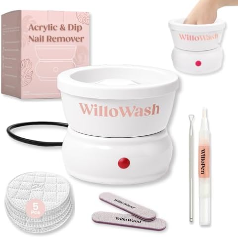 Willowash Electric Acetone Nail Remover Bowl – Acrylic & Dip Powder Soak Off Kit, Heated Nail Soaking Bowl for Fast Nail Removal (Not for Gel Polish)