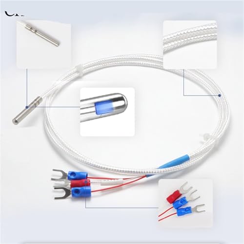 Sensor de temperatura PT100 con cable de 2 metros y termopar de acero inoxidable 6