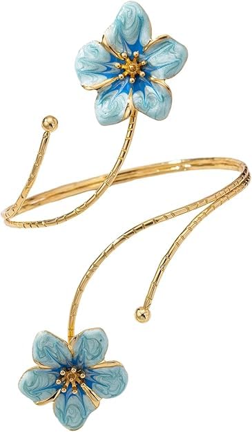 Floral Enamel Armlet/Bajuband for Women & Girls – Adjustable Gold-Plated Upper Arm Cuff Bracelet | Bohemian Armlet for Weddings, Festivals & Dance Performances-image-27