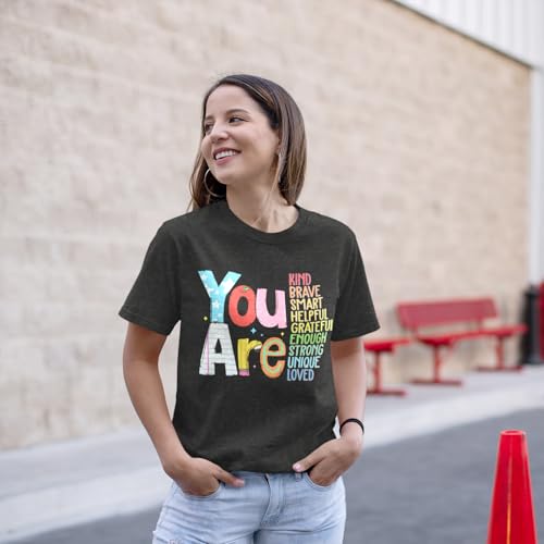 Teeglow Teacher T Shirts for Women Tops Teacher Tshirts Shirts for Women, You are Kind Teacher Letter Print Graphic Tees for Women, Preschool Teacher Shirts Elementary School Grey - Image 2