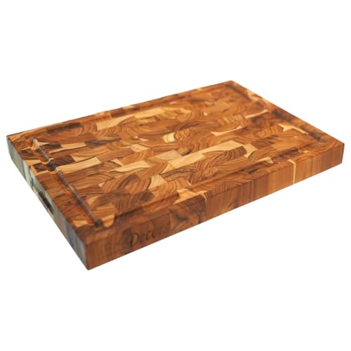 Comparison: Best Finish For End Grain Cutting Board 10 EcoDecors, FSC Teak End Grain Cutting Board 14x10, Compact Reversible Teakwood Cutting Board for Kitchen, Cheese & Charcuterie, Solid Wood Chopping Board with Natural Finish