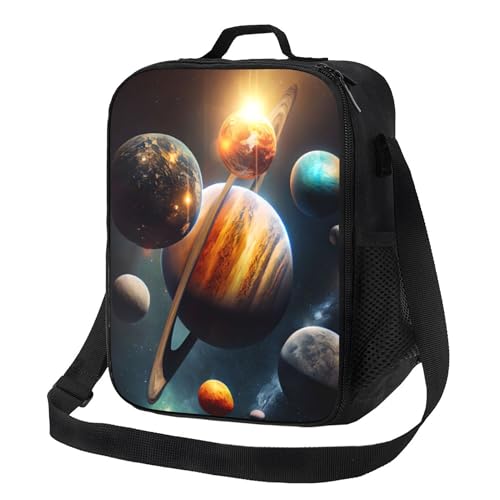 PAUSEBOLL Galaxy Solar System Kids Lunch Box Planets in Outer Space Lunch Bags for Boys Girls Reusable Portable Waterproof Lunch Bags with Adjustable...