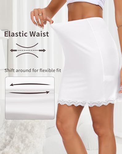 Vlazom Women's Satin Half Slip for Under Dresses Above Knee Underskirt with Lace Trim Size S-XXL4