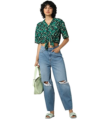 Image of ONLY Women High Rise Relaxed Fit Highly Distressed|Light Fade Jeans
