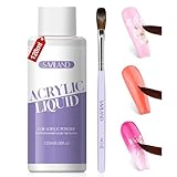 SAVILAND Acrylic Nail Liquid Kit: 4.06 OZ Monomer with Size 12 Nail Brush for Acrylic Powder Application Nail Art Extension 3D Carving Liquid Monomer for Beginners Home DIY