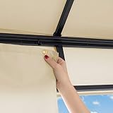 TOOLPORT Pawilon ogrodowy 4x4 m ALU PREMIUM ok. 220g / m² plandeka dachowa wodoodporny pawilon 4 części boczne namiot ogrodowy szampański ok. 9x9 cm profil