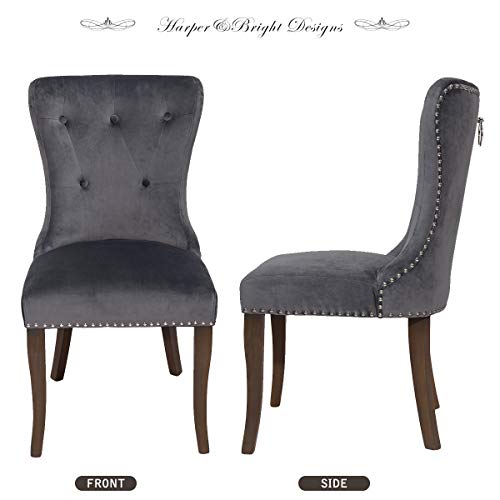 Harper&Bright Designs Victorian Dining Chair Tufted Armless Chair Upholstered Accent Chairs (Velvet Grey, Set Of 6) #TOP5