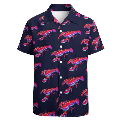 Chemise décontractée boutonnée taille M en motif homard vintage des années 80 pour homme