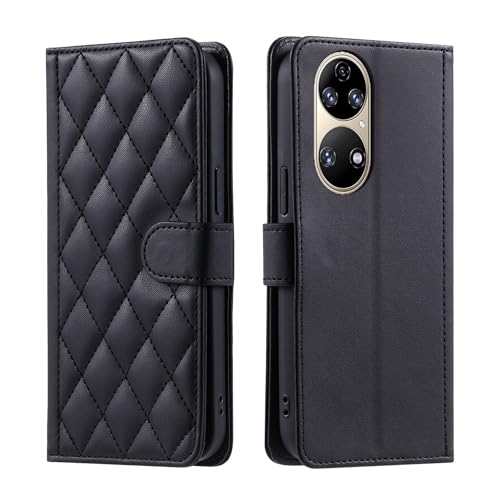Étui Huawei P50 Pro portefeuille noir en cuir PU avec porte-cartes et dragonne