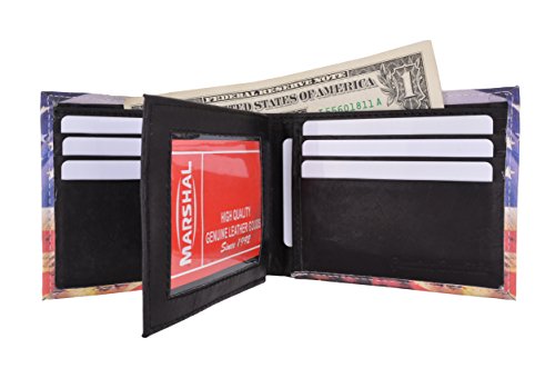 Marshal USA Eagle Bifold Wallet Mens Genuine Leather American Eagle Wallet With Gift Box4