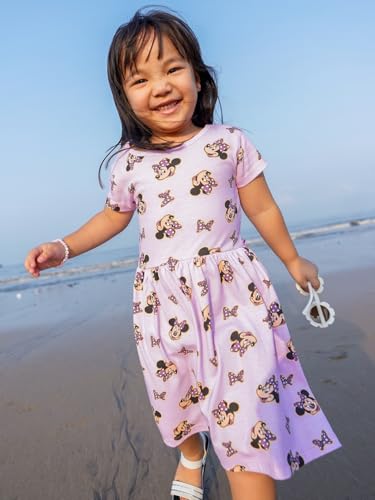 Image of Nap Chief Kids Official Cartoon Characters Printed Cotton Dress for Girls, Fit & Flare Summer Dress for Casual Wear