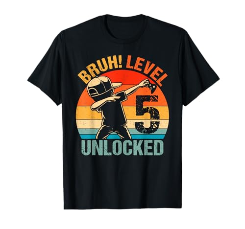 5 Years Old Birthday Dabbing Boy Bruh 5th Level Freigeschaltet T-Shirt