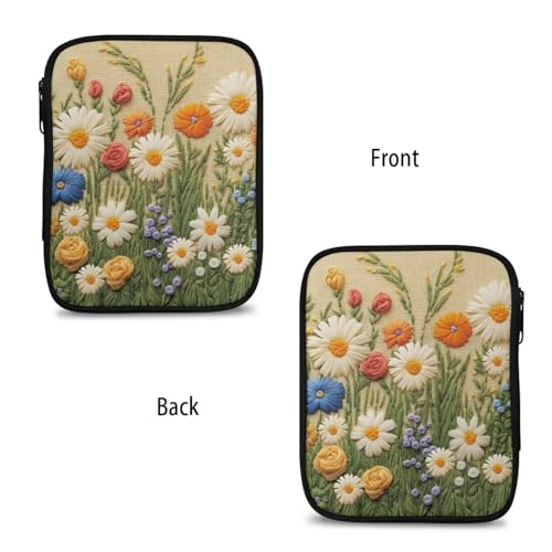 Image of Art Daisy Crochet Hook Case Crochet Hook Holder Portable Storage Bag with Web Pockets Suitable for Needles /Knitting Accessories