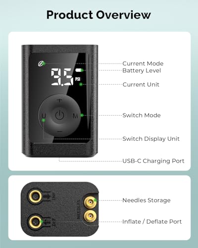 Image of ETENWOLF Electric Ball Pump Inflation & Deflation 2-17PSI, 2600mAh Basketball Pump with Precise Pressure Gauge, Rechargeable Air Pump for Balls, Soccer Ball Air Pump