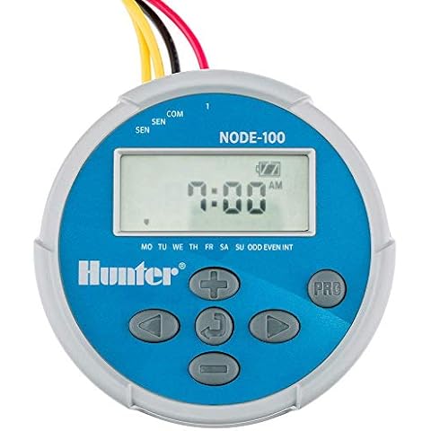 Hunter Industries Sprinkler NODE100 NODE-100 Battery Controller with Solenoid, Small, Blue Cover