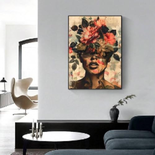 Art abstrait avec fleurs pour raviver un mur blanc tableau encadré - 3