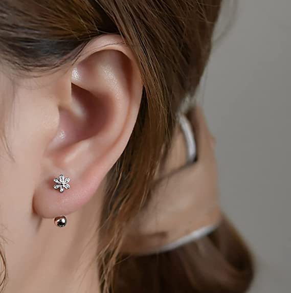 SLUYNZ 925 Sterling Silver Small Daisy Earrings Cuff for Women Teens Flower Half Hoop Earrings Cartilage Earrings Helix Piercing Ball Studs3