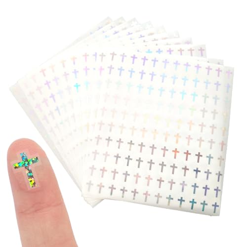 Pequeñas pegatinas de cruz, 1200 piezas autoadhesivas papel plateado decoración casa – Pegatinas Cruz cristiana, para cuadernos, tazas, coches, ventanas, escuela, dormitorio, Navidad, vacaciones