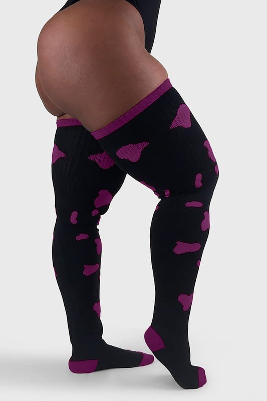 Image of Thunda Thighs Plus Size Thigh High Socks, Over the Knee High Boot Stockings Leg Warmers, Extra Long & Thick Socks
