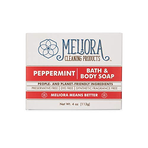 Meliora Cleaning Products Vegan, Palm-Free, Fragrance-Free Bath and Body Soap Bar, 4 ounces, Peppermint