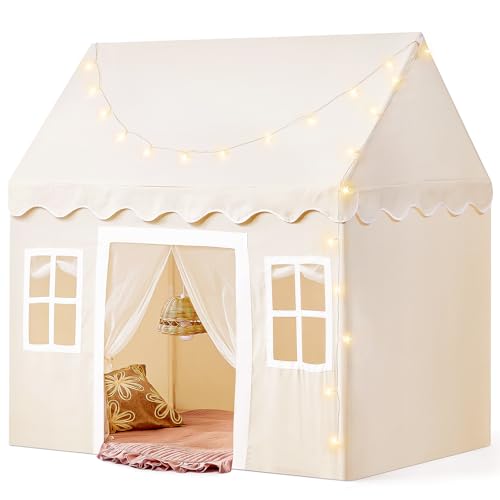 Tiny Land Play Tent with Padded Mat & LED Lights,