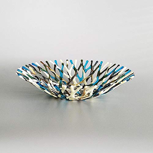 Glass Art Beach Themed Sea Coral Fruit Bowl | 11 Inches | Ivory Turquoise Blue and Brown | MADE TO ORDER - Image 5